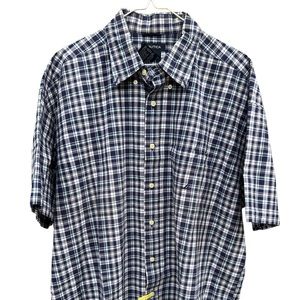 Men’s Vintage Nautica Button Up Plaid Casual Short Sleeve Shirt Size XXL